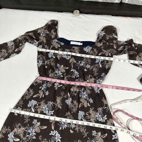 NEW All In Favor‎ [ Medium ] Square Neck Long Sleeve Midi Chiffon Dress - Picture 4 of 16